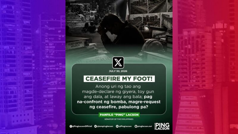 Alok na ceasefire ni Cayetano sinopla ni Lacson