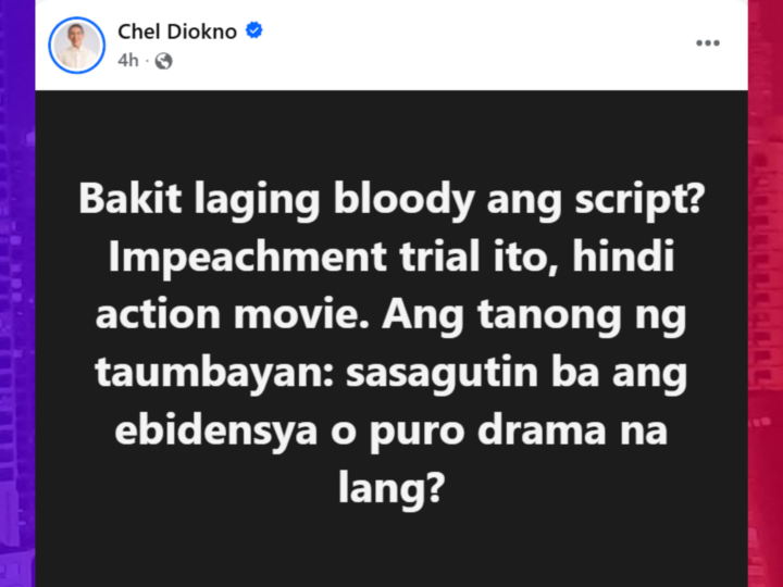 Rep. Diokno binatikos ang “bloodied” statement ni VP Sara