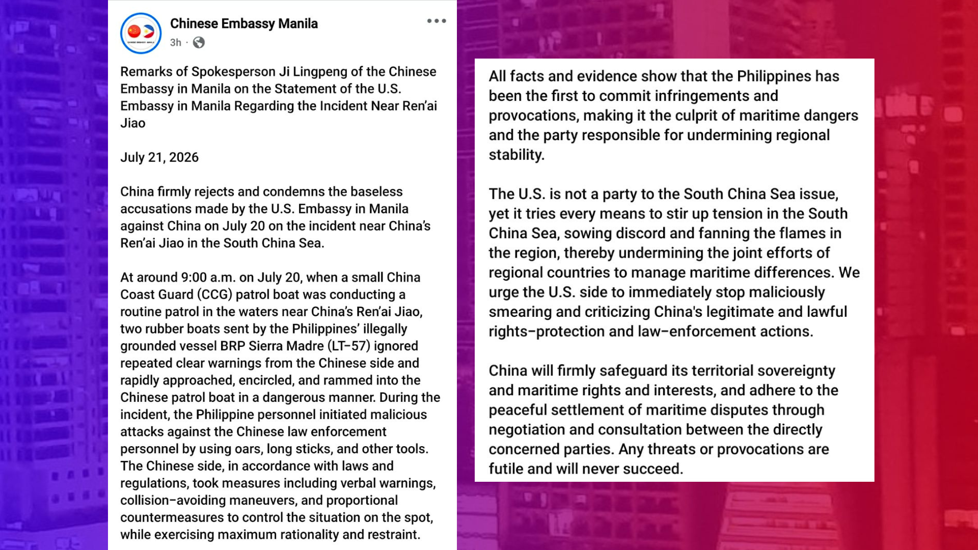 China pinatitigil ng US sa pakikisawsaw sa isyu sa South China Sea