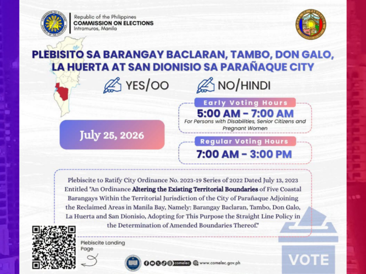 Comelec magsasagawa ng plebisito para sa 5 barangay sa Parañaque