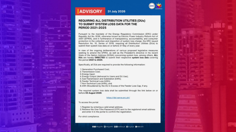 Systems Loss Data ipinasusumite ng ERC sa mga Distribution Utility