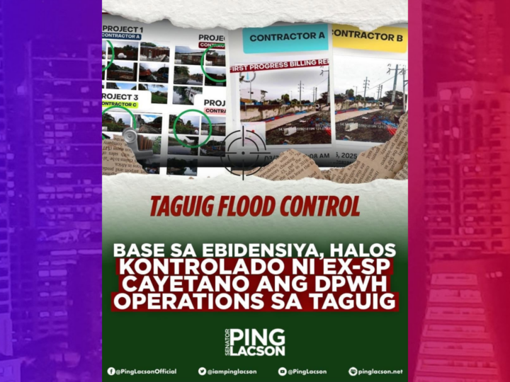 Operasyon ng DPWH sa Taguig kontrolado umano ni Sen. Alan Cayetano