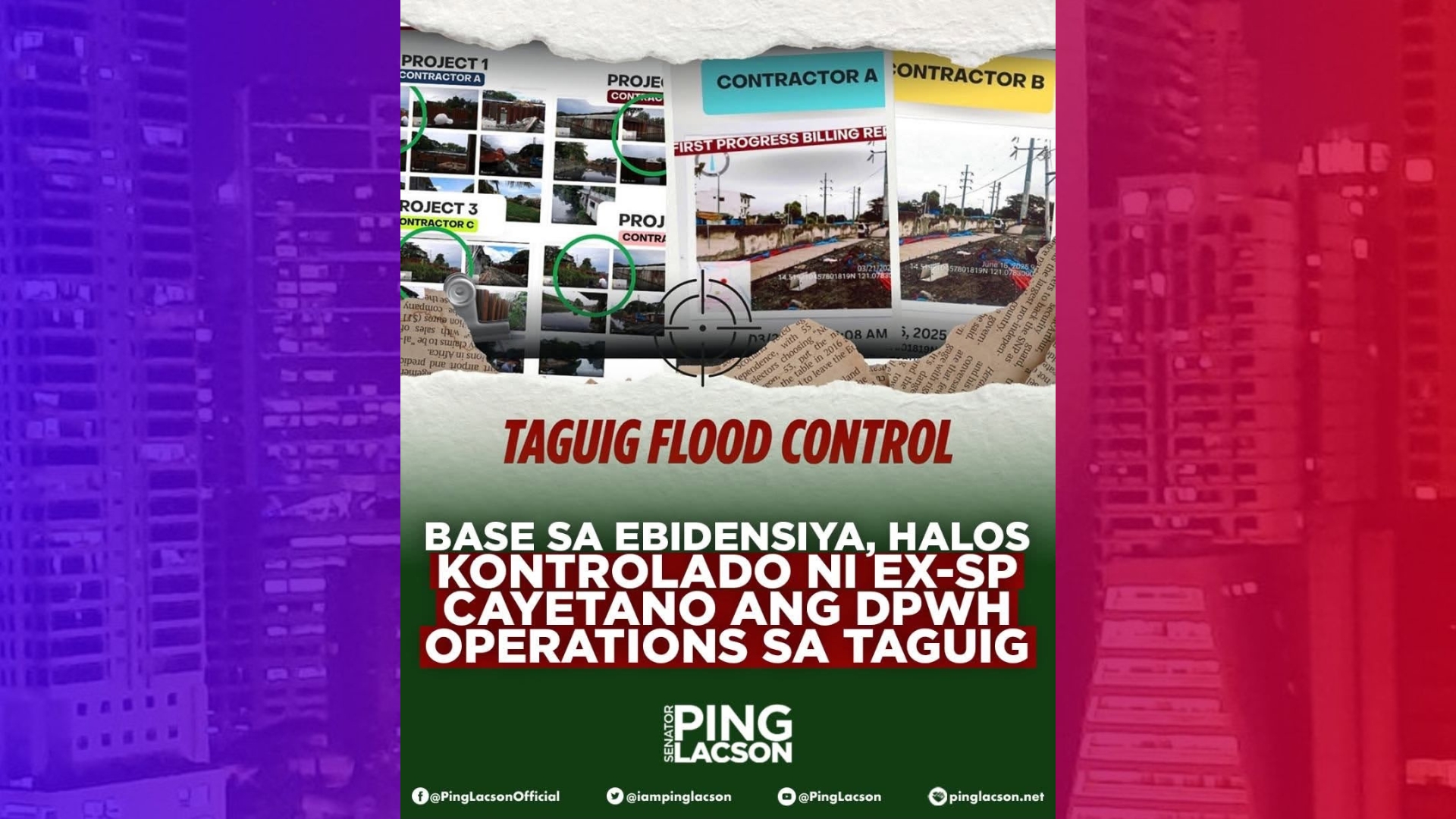 Operasyon ng DPWH sa Taguig kontrolado umano ni Sen. Alan Cayetano