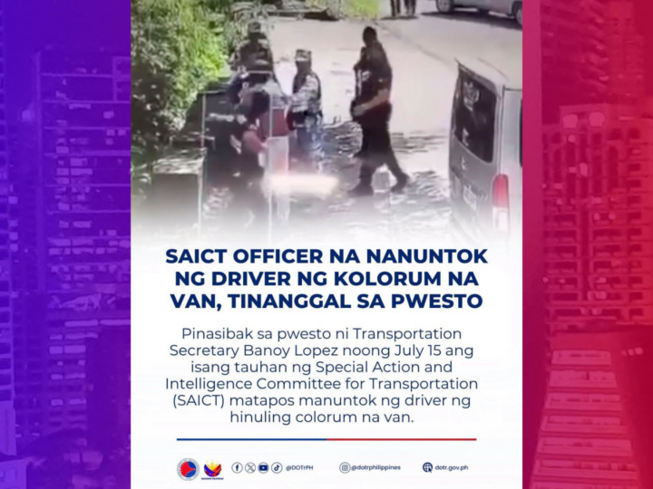 Opisyal ng SAICT na nanuntok ng driver ng kolorum na van, sibak sa pwesto