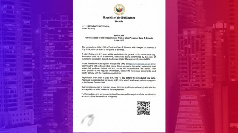 Senado maglalaan ng 61 seats para sa publiko na nais saksihan ang impeachment trial