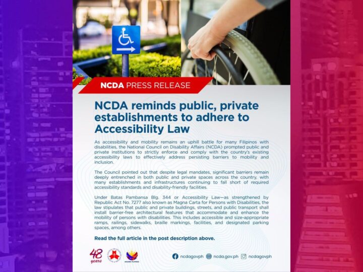 NCDA nagpa-alala sa sa pagkakaroon ng disability-friendly facilities