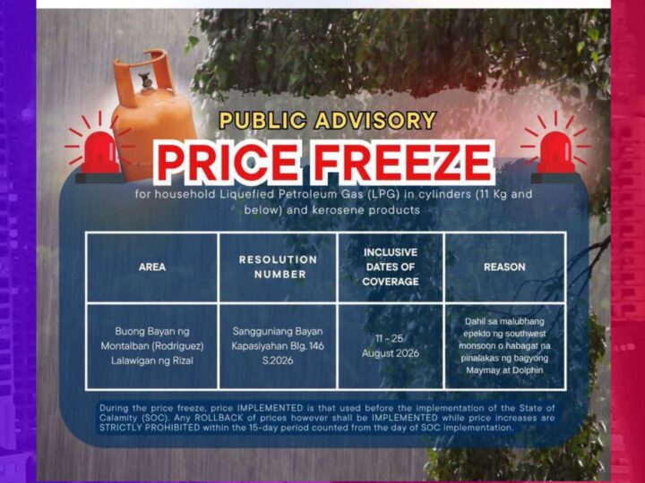 DOE ipinaalala ang pagpapatupad ng Price Freeze sa LPG sa mga lugar na nagdeklara ng State of Calamity