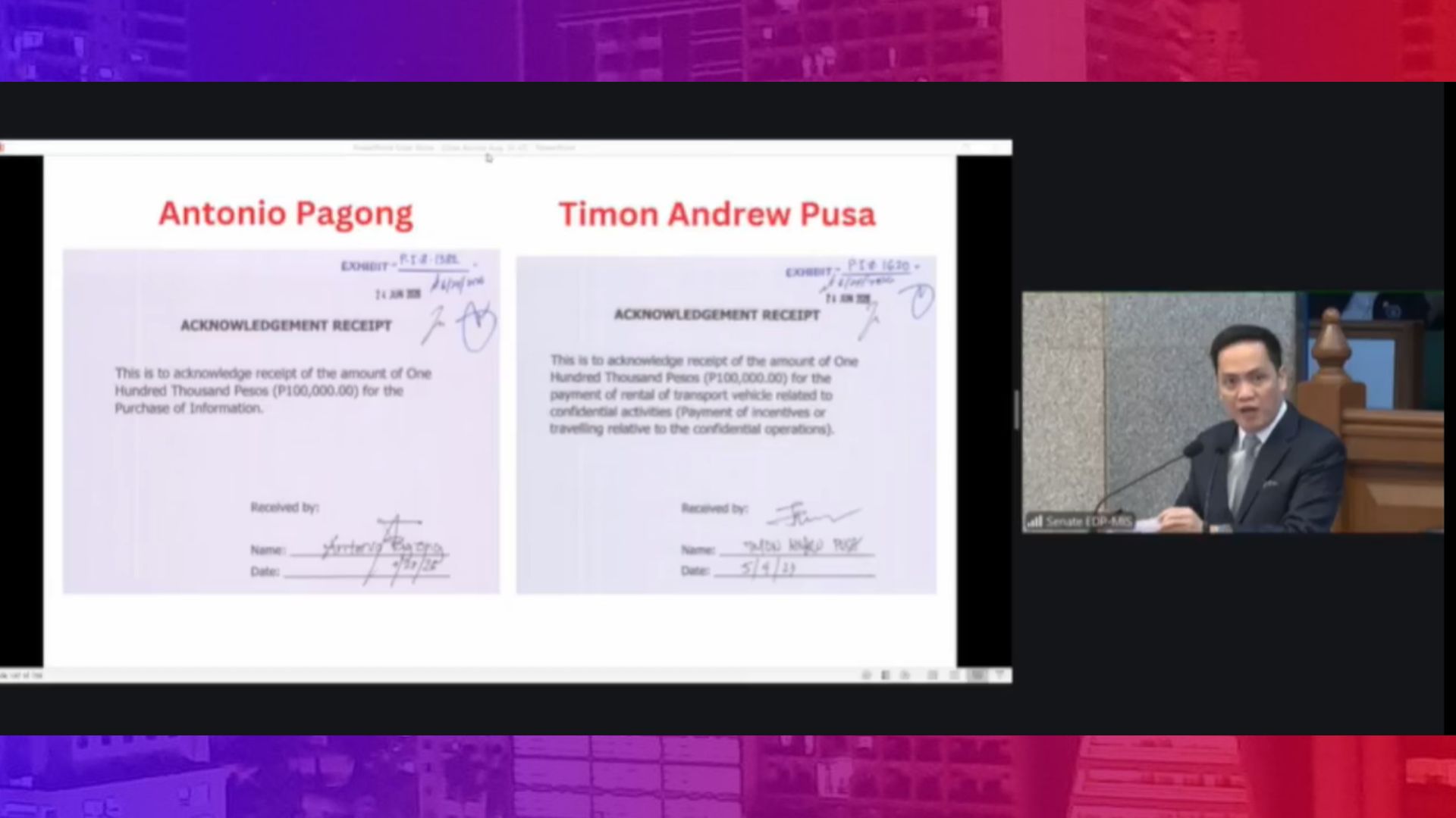 Antonio Pagong, Timon Andrew Pusa ilan lamang sa mga bagong pangalan na lumutang na tumanggap umano ng confidential funds mula OVP