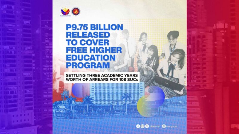 P9.75B pondo para sa Free Higher Education Program, nilbas ng DBM