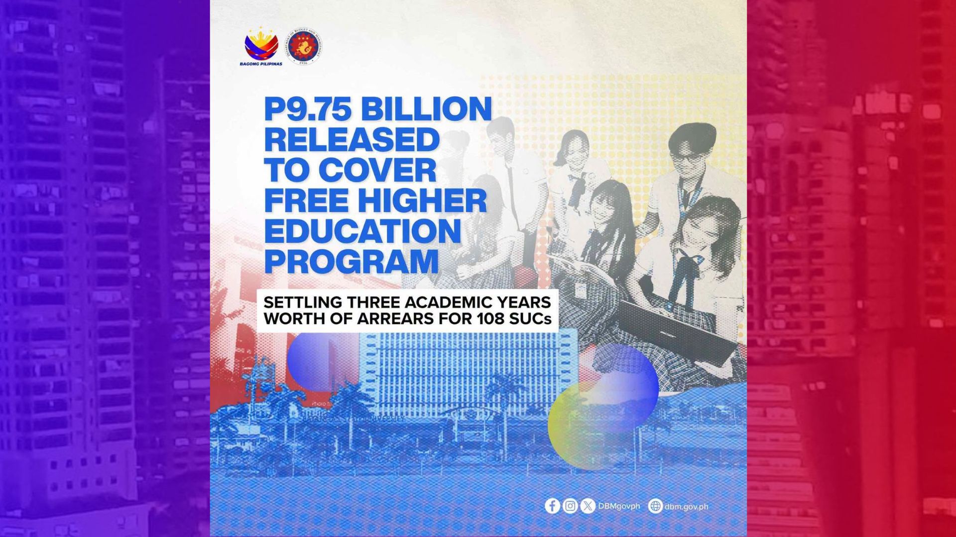 P9.75B pondo para sa Free Higher Education Program, nilbas ng DBM