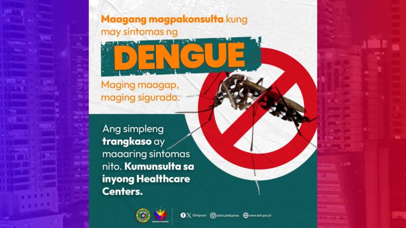 Sintomas ng dengue hindi dapat balewalain – DOH
