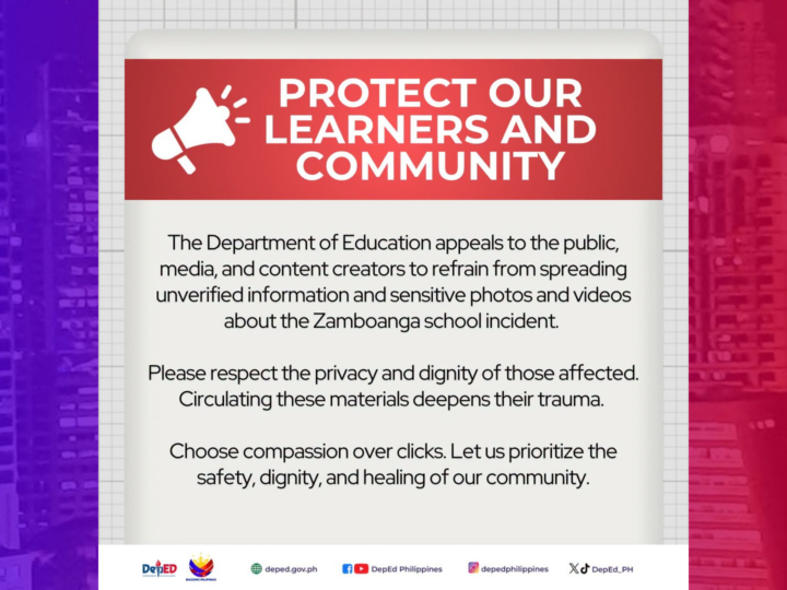 DepEd nanawagan na itigil ang pagpapakalat ng video at larawan ng nangyaring shooting incident sa Ateneo De Zamboanga