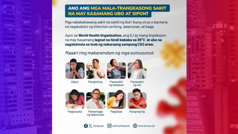 Kaso ng Influenza-Like-Illnesses posibleng tumaas pa ayon sa DOH