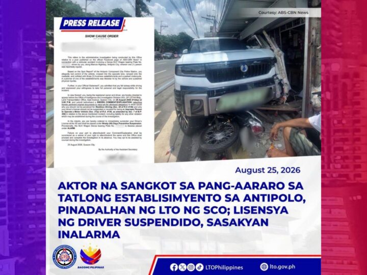 Driver’s license ni Niño Muhlach pinatawan ng preventive suspension ng LTO
