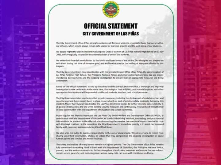 Las Piñas LGU mariing kinondena ang karahasan sa paaralan