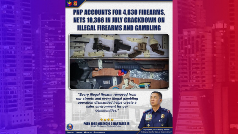 Halos 5,000 armas nakumpiska sa crackdown ng PNP kontra illegal firearms