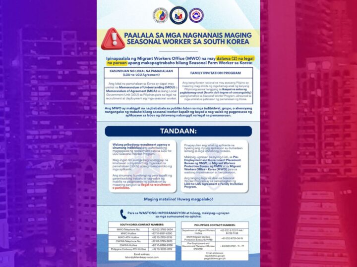 Mga Pinoy pinag-iingat sa alok na trabaho bilang seasonal worker sa South Korea