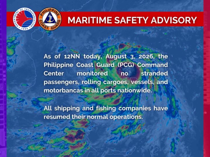 Biyahe ng mga barko sa mga pantalan balik na sa normal