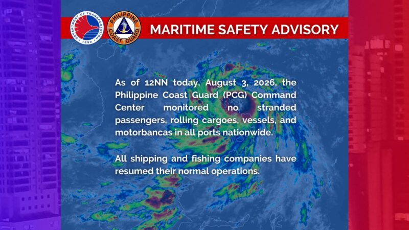Biyahe ng mga barko sa mga pantalan balik na sa normal