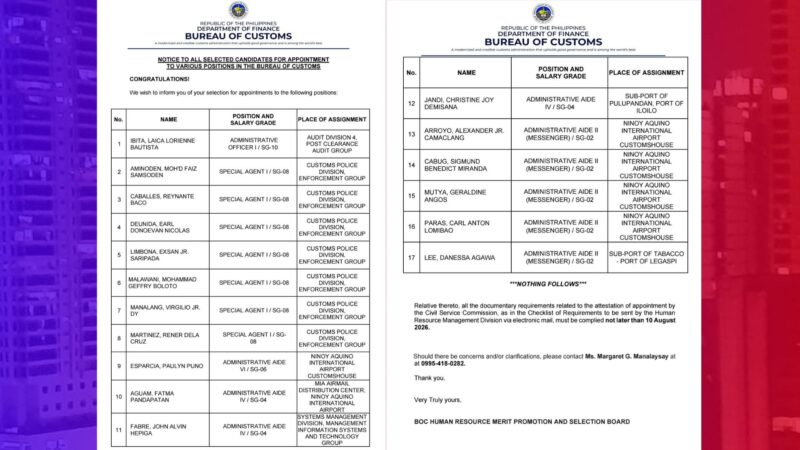 BOC PERSONNEL NA NADATNAN SA WAREHOUSE NG YOSI SA BULACAN SA NAIA PALA NAKATALAGA?