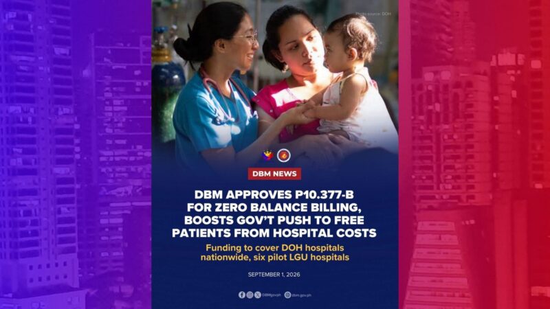P10.377B na pondo para sa Zero Balance Billing Program ng DOH aprubado na ng DBM