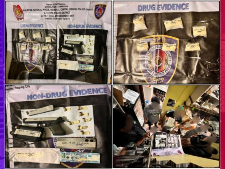 ₱1.3-milyong halaga ng shabu, baril nakumpiska,4 drug personalities arestado sa Taguig City