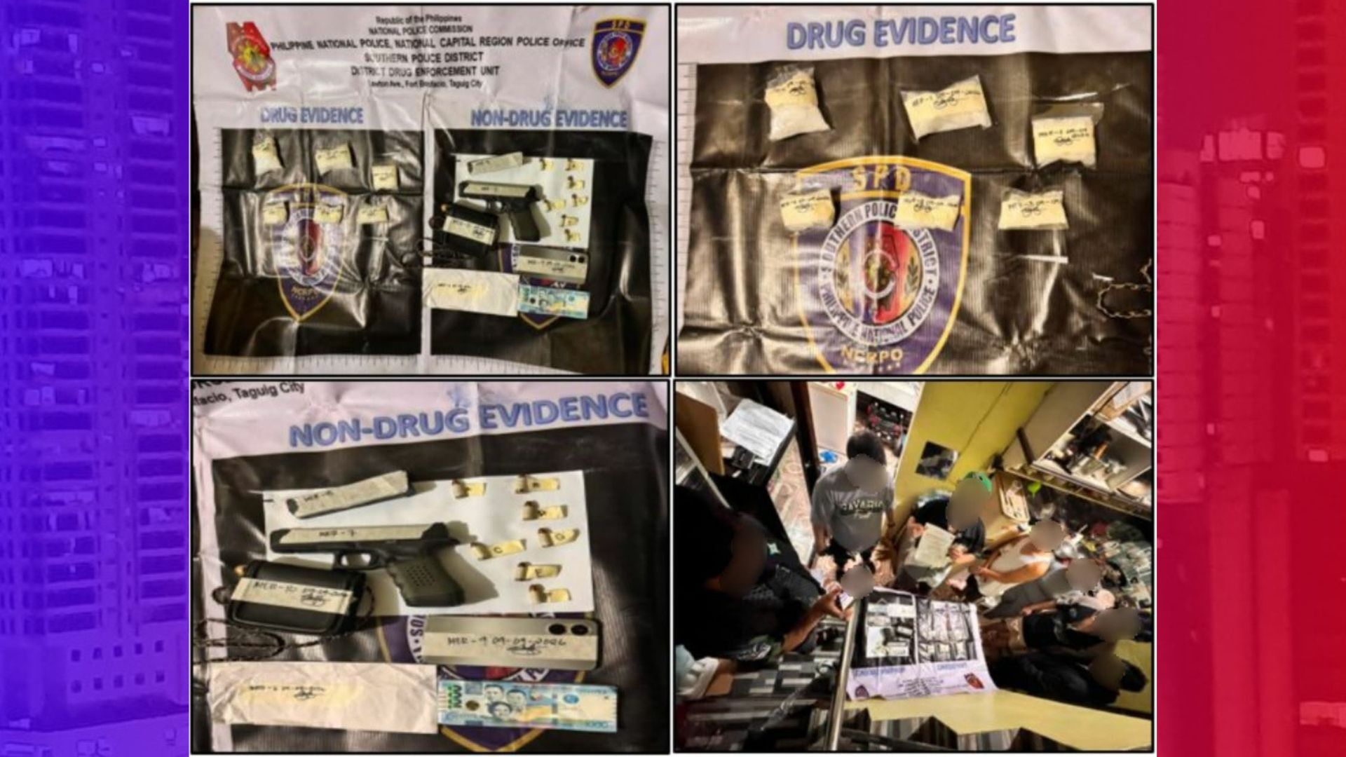 ₱1.3-milyong halaga ng shabu, baril nakumpiska,4 drug personalities arestado sa Taguig City
