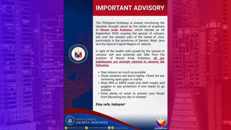 Mga Pinoy sa Indonesia pinag-iingat dahil sa volcanic ash