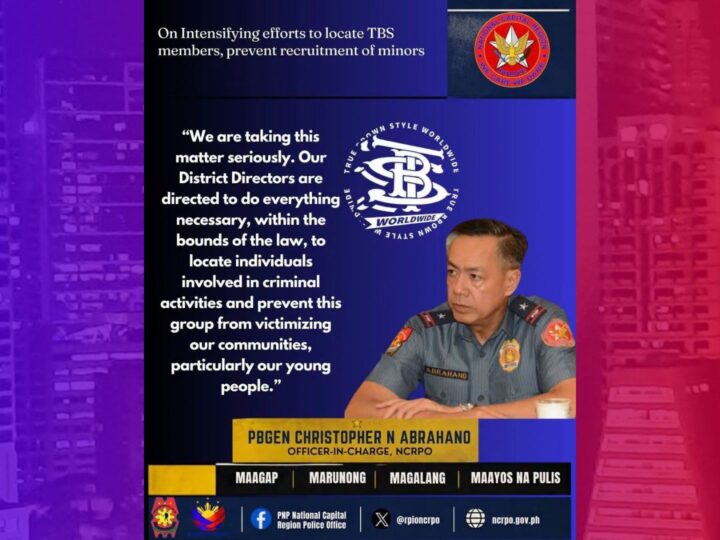 TBS members tinutunton ng NCRPO, recruitment ng minors pipigilan