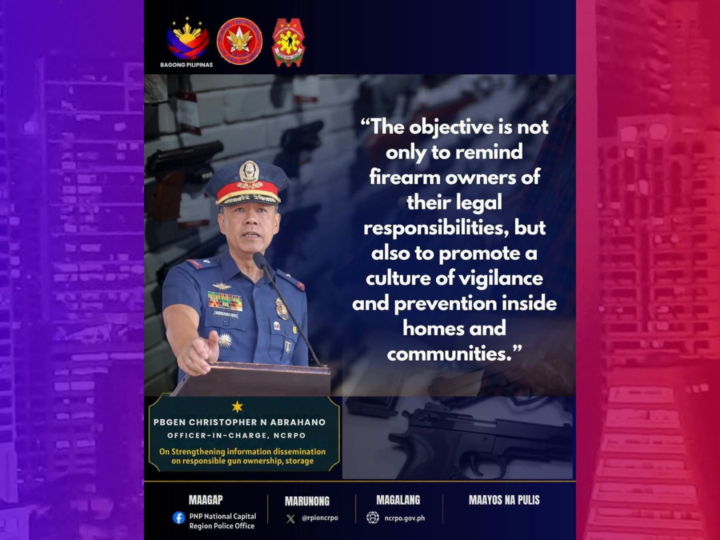 NCRPO Chief sa mga police district, palakasin ang information dissemination sa responsableng pagmamay-ari at pag-iingat ng baril