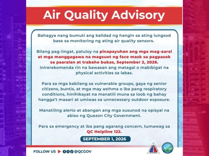 QC LGU patuloy ang paalala kaugnay sa kalidad ng hangin sa lungsod