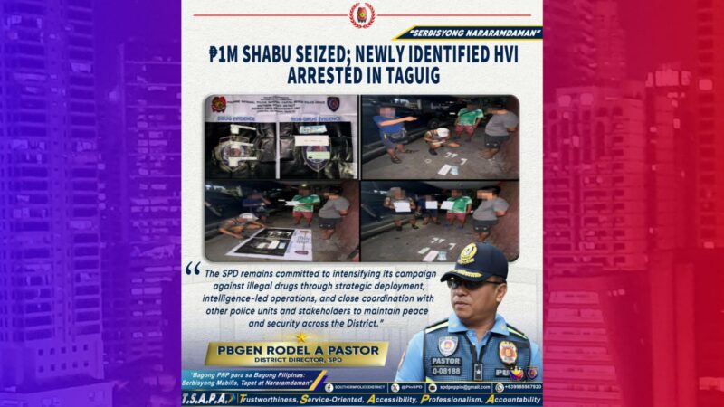 Motorcycle ride-hailing rider timbog sa higit ₱1M shabu sa Taguig City