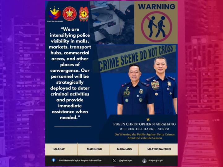 NCRPO nagbabala sa publiko laban sa petty crimes habang papalapit ang Yuletide season