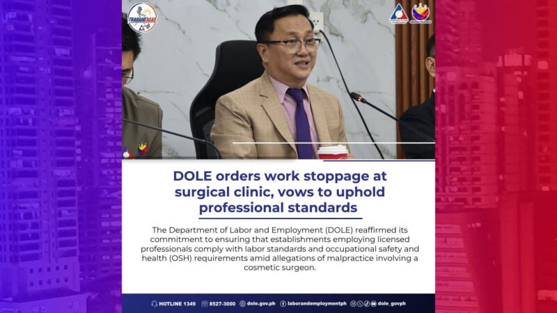 DOLE nag-isyu ng work stoppage order sa clinic ng cosmetic surgeon na si Doc Yappy