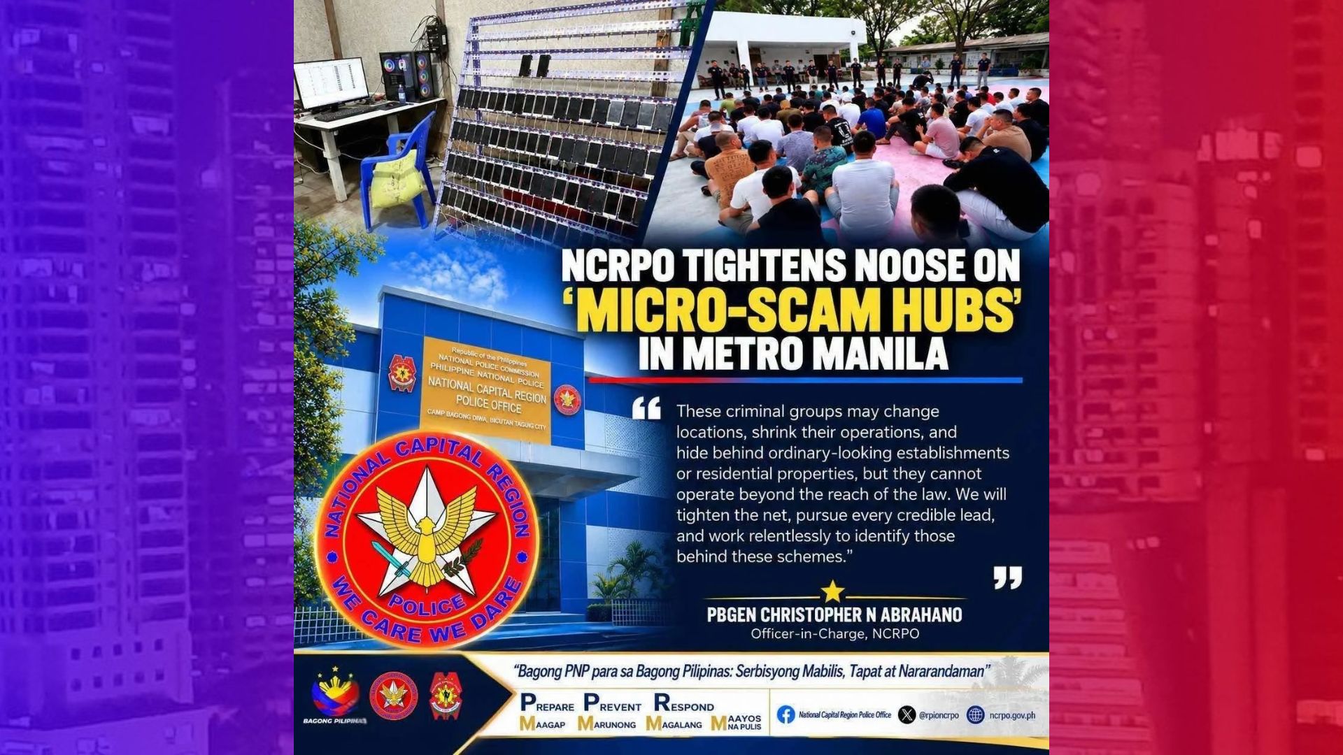 NCRPO pinaigting ang pagtugis sa mga “Micro-scam hub” sa Metro Manila