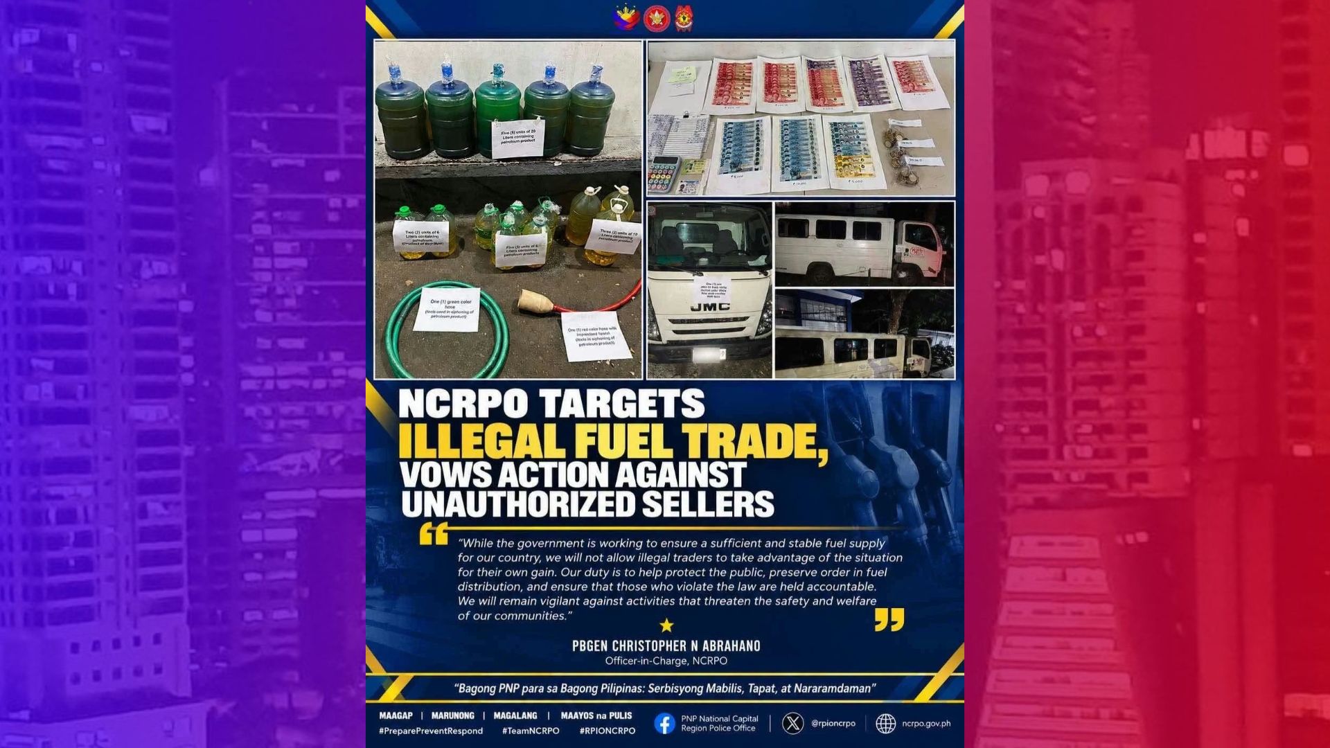 Paglaban sa ilegal na kalakalan ng petrolyo pinaigting ng NCRPO