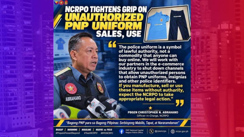 Pagpigil sa ilegal na pagbebenta at paggamit ng uniporme ng PNP paiigtingin ng NCRPO