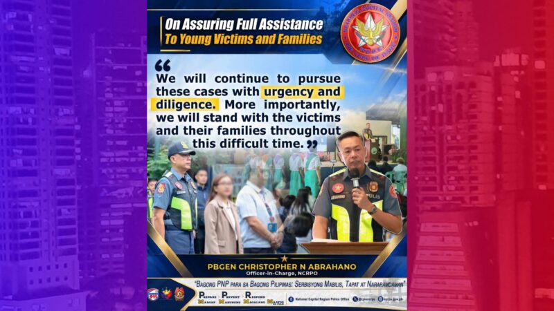 Tulong sa mga batang biktima ng insidente at kanilang pamilya tiniyak ng NCRPO