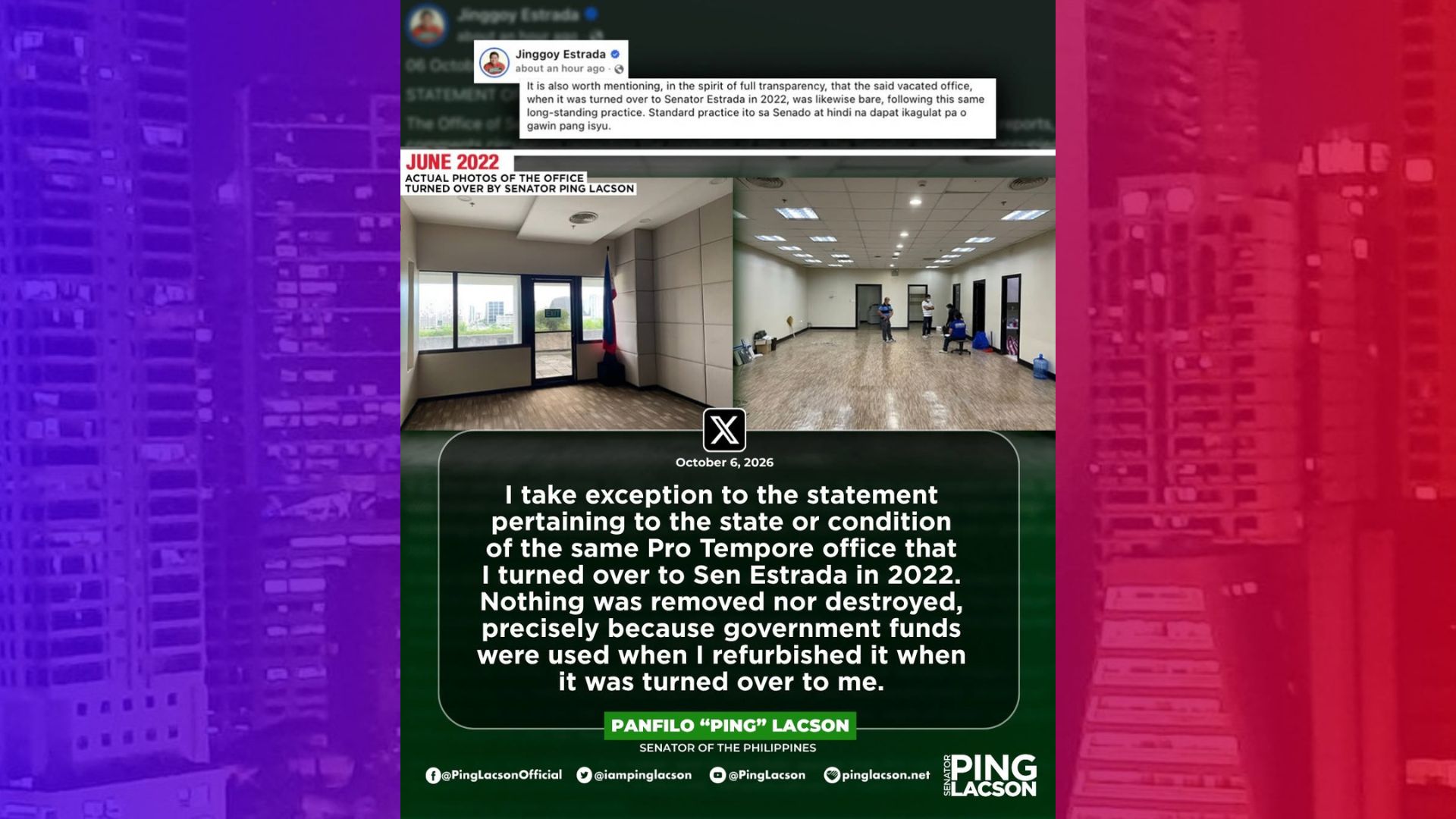 Tanggapan ng Pro Tempore sa Senado buong iniwan ni Sen. Lacson noong 2022